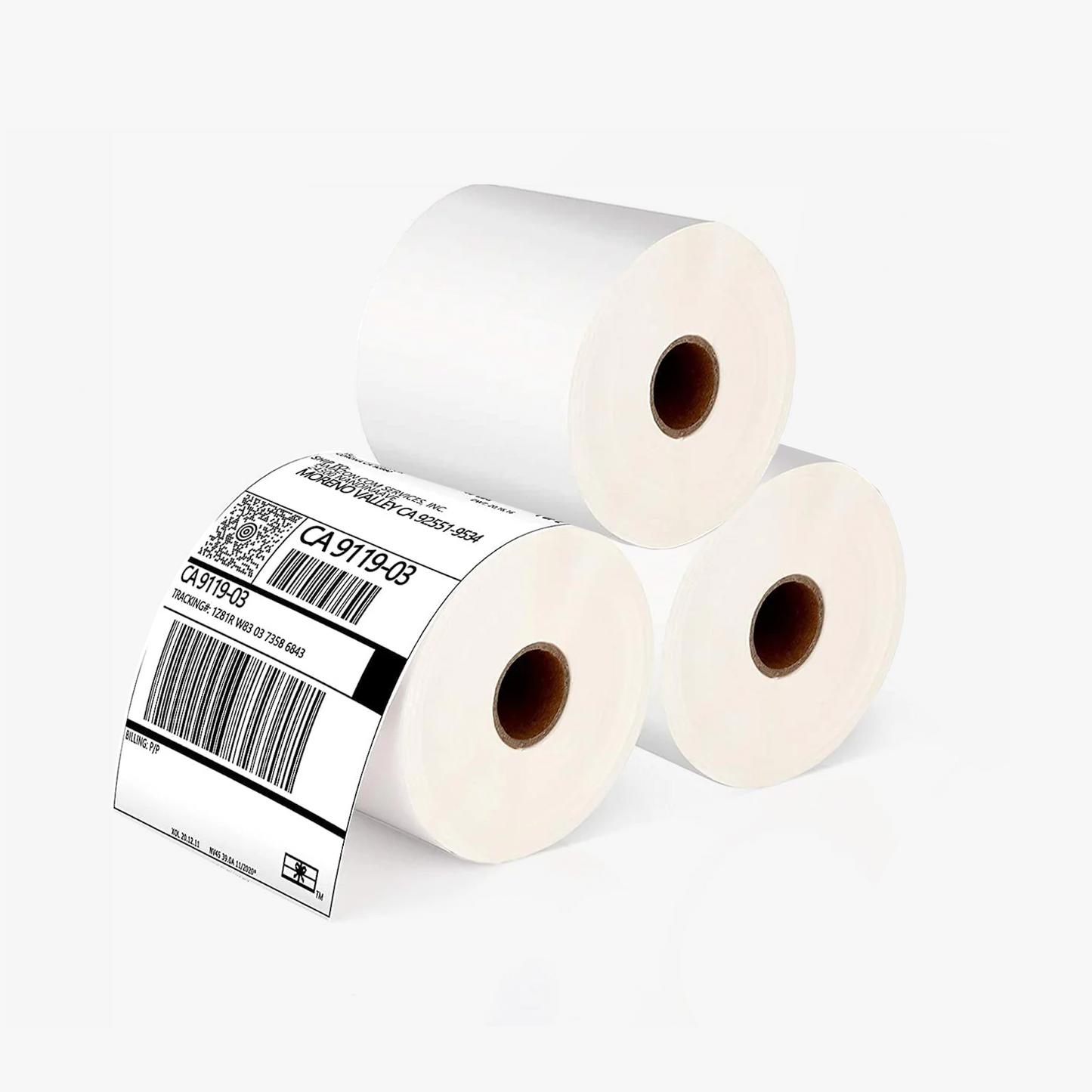 Set of 100mm x 150mm thermal label rolls, ideal for shipping labels for PostNL, DHL, UPS, and DPD. Ink-free, durable, and strongly adhesive labels for e-commerce.