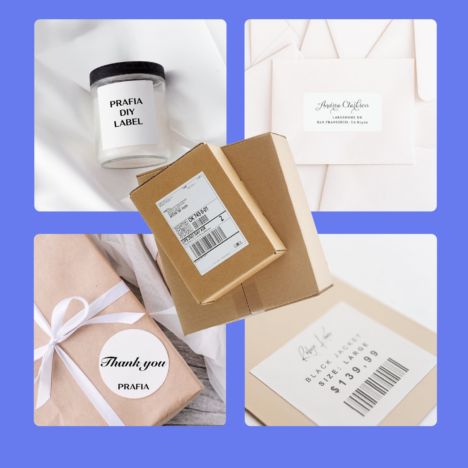 Versatile Prafia  USB Label Printer – perfect for shipping labels, product stickers, address labels, and personalized tags. Prints high-quality labels for e-commerce, retail, and branding without ink or toner.