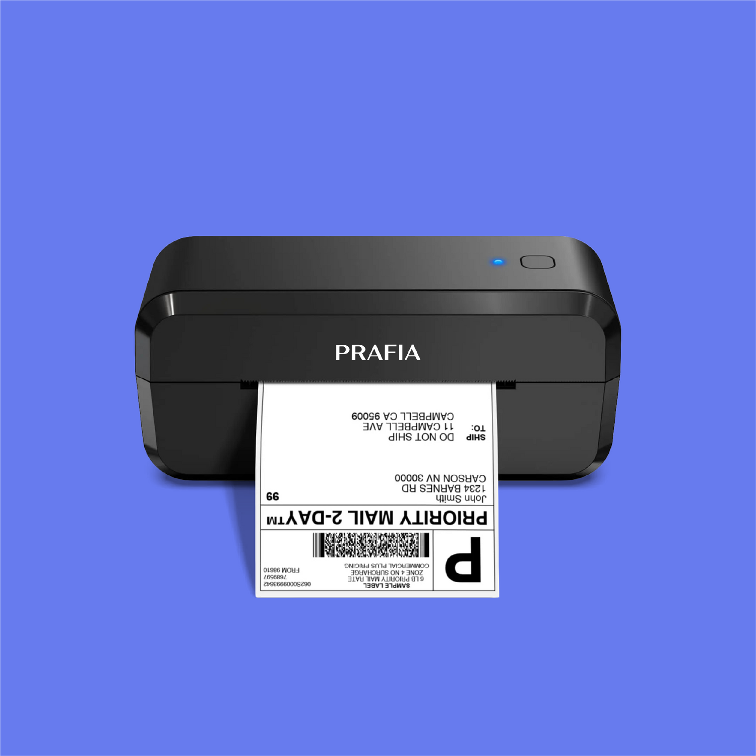 Prafia Pro USB Label Printer – fast thermal label printer for shipping labels, barcodes, and product tags. Supports 4x6 inch labels and is compatible with Shopify, PostNL, DHL, and more.
